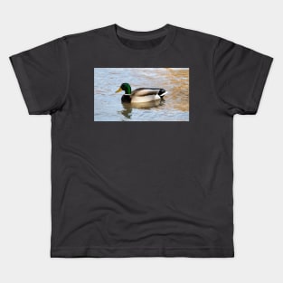 A Male Mallard Duck Swimming Kids T-Shirt